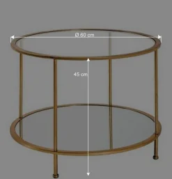 Wohnen Glasmöbel|Telefontische*Runder Wohnzimmer Tisch mit Glas & Spiegelglas - Alisa