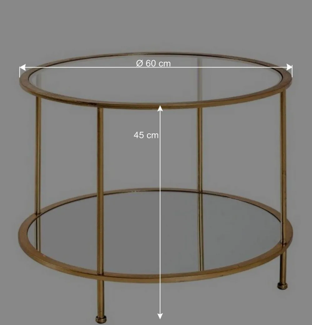 Wohnen Glasmöbel|Telefontische*Runder Wohnzimmer Tisch mit Glas & Spiegelglas - Alisa