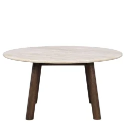Wohnen Runder Wohnzimmertisch aus Travertin Stein Beige - Cheyenne