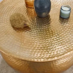 Wohnen Runder Wohnzimmertisch in Goldfarben - Jusip