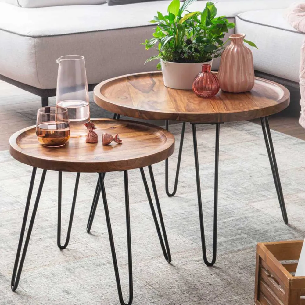 Wohnen Runder Wohnzimmertisch mit Haarnadel Beinen - Venjar