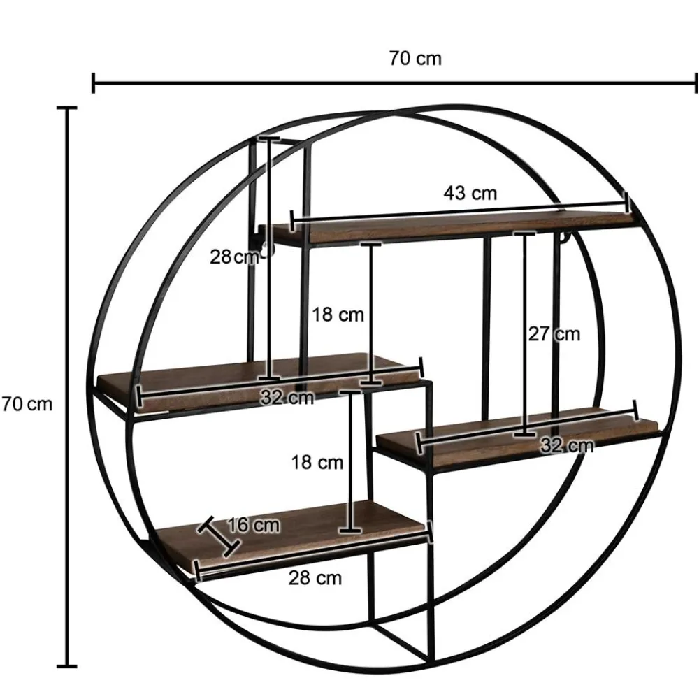 Wohnen Designermöbel*Rundes Hängeregal im Industrial Style - Lusa