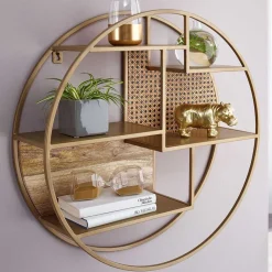 Wohnen Rundes Hängeregal in Messing aus Metall - Perunia