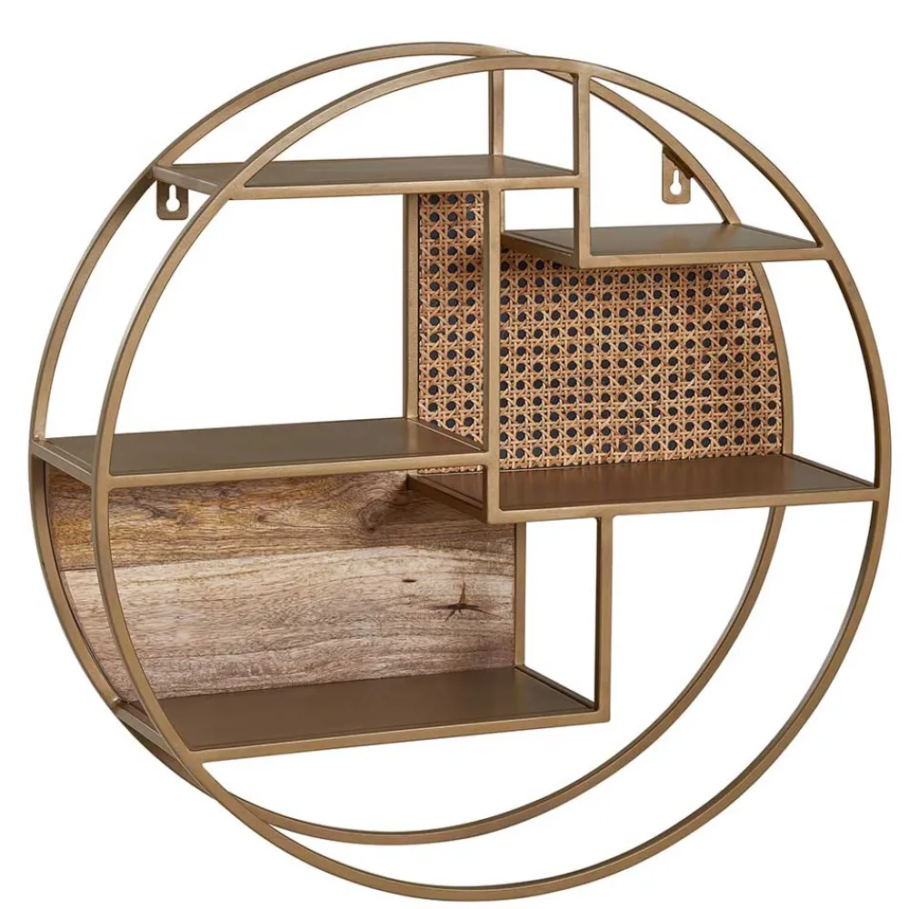 Wohnen Rundes Hängeregal in Messing aus Metall - Perunia