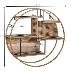 Wohnen Rundes Hängeregal in Messing aus Metall - Perunia