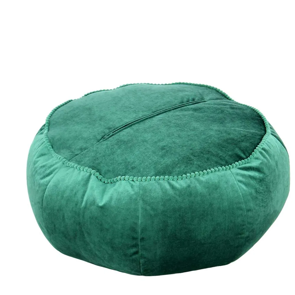 Wohnen Rundes Meditationskissen in Grün Samt - Tamyno