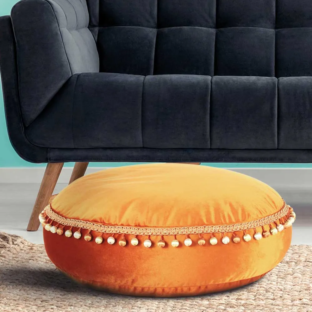 Wohnen Sessel & Hocker|Boho Style Möbel*Rundes Samt Bodenkissen in Bronze - Ashela