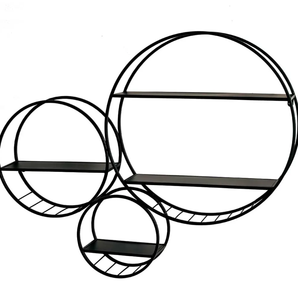 Wohnen Rundes Wandregal aus schwarzem Metall - Zlotka
