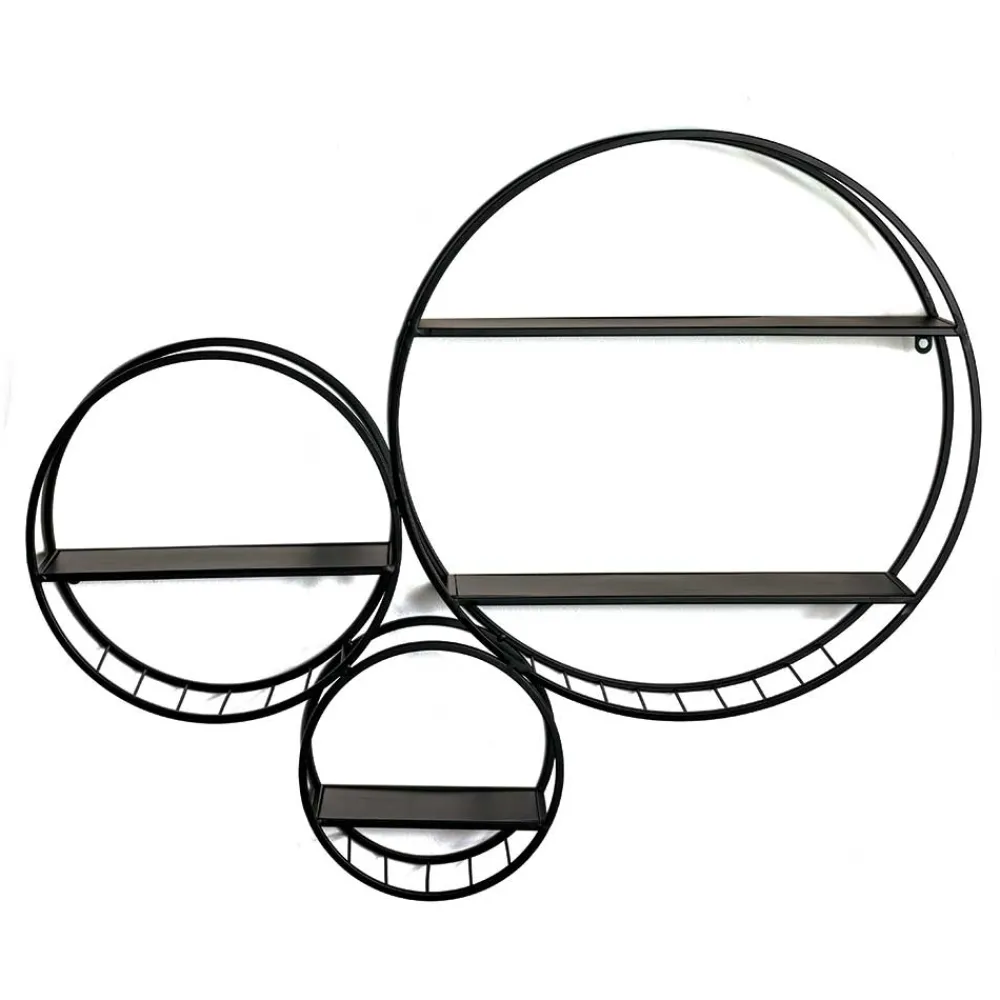 Wohnen Rundes Wandregal aus schwarzem Metall - Zlotka