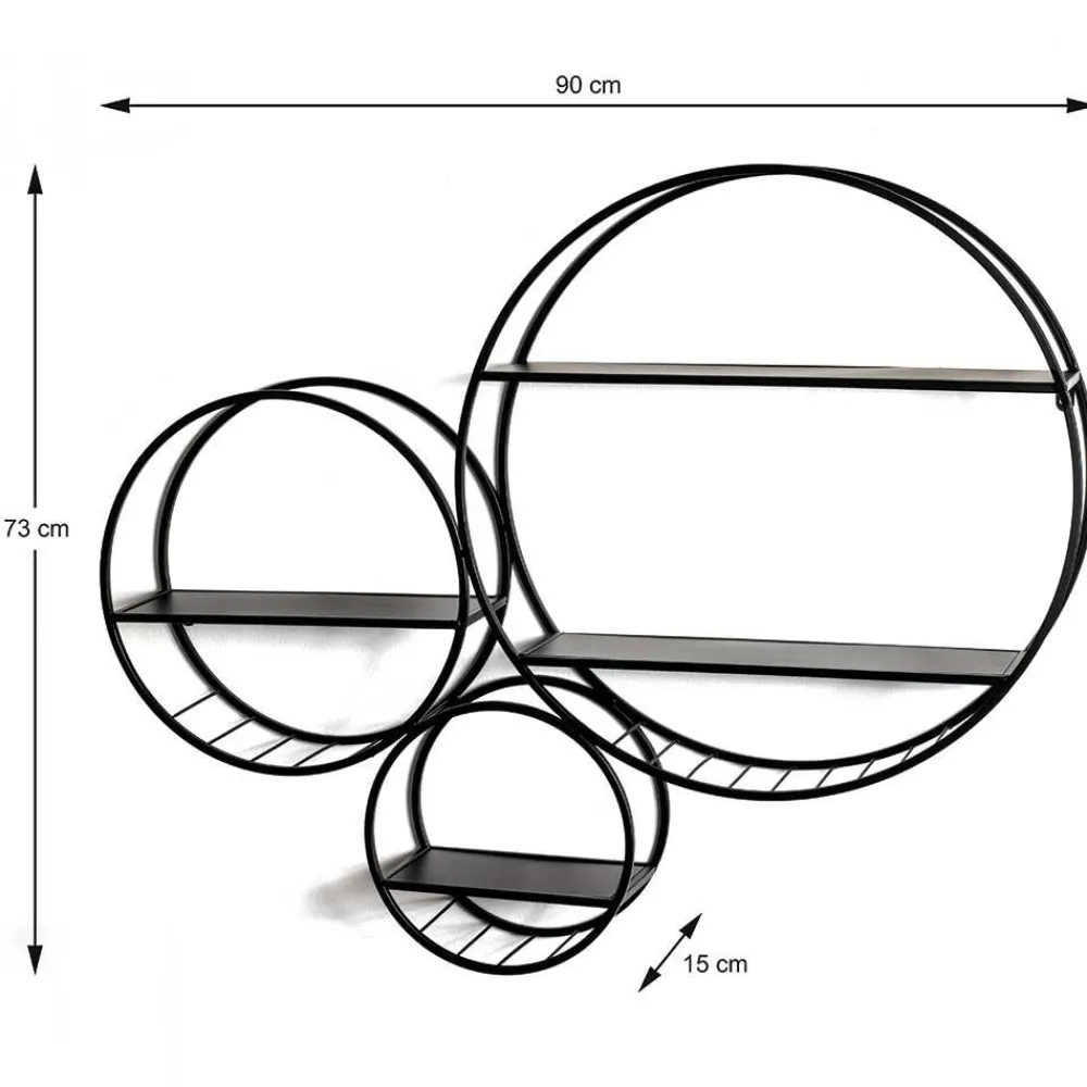 Wohnen Rundes Wandregal aus schwarzem Metall - Zlotka