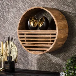 Wohnen Rundes Wandregal mit Schublade - Detroit