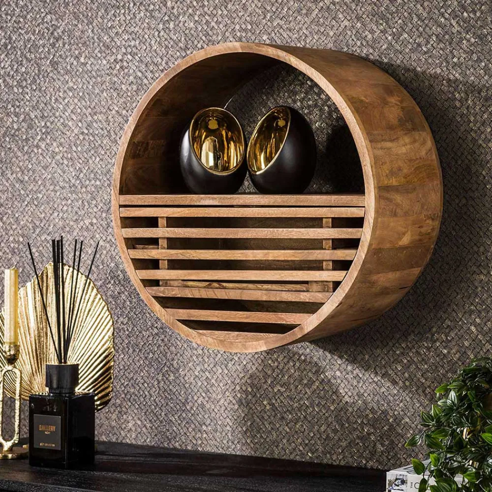 Wohnen Rundes Wandregal mit Schublade - Detroit