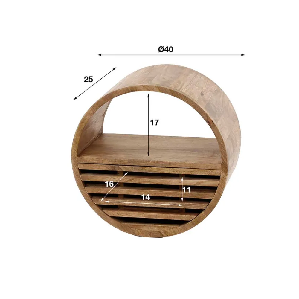 Wohnen Rundes Wandregal mit Schublade - Detroit