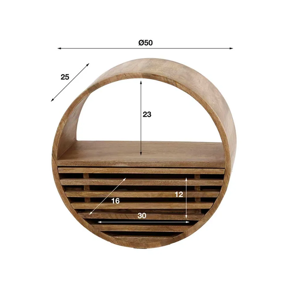 Wohnen Rundes Wandregal mit Schublade - Detroit