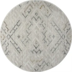 Wohnen Rundteppich in Hellgrau und Creme - Frantasic