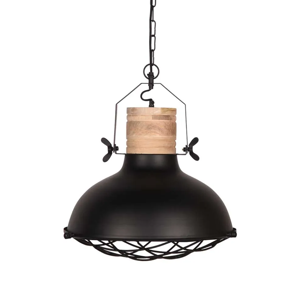Wohnen Rustikale Hängelampe in Schwarz & Natur Mango - Veronica