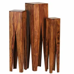 Wohnen Rustikale Holz Blumensäule Set Pisinon aus Sheesham (dreiteilig)