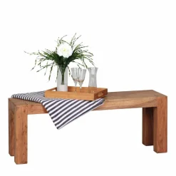 Wohnen Küchenbänke|Esszimmerbänke*Rustikale Holzbank Vislan aus Akazie naturbelassen