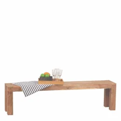 Wohnen Küchenbänke|Esszimmerbänke*Rustikale Holzbank Vislan aus Akazie naturbelassen