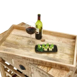 Wohnen Rustikaler Barwagen auf Metallrollen - Radulyn