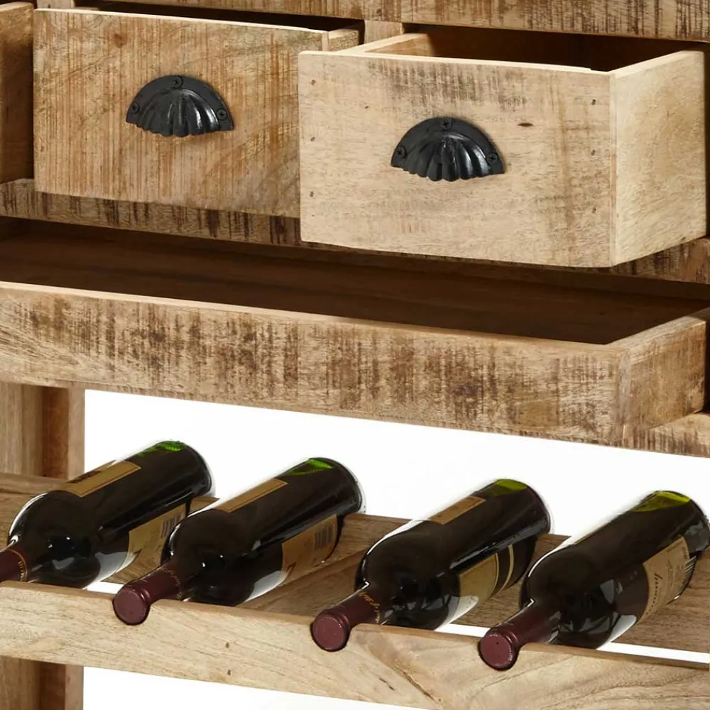 Wohnen Rustikaler Barwagen auf Metallrollen - Radulyn