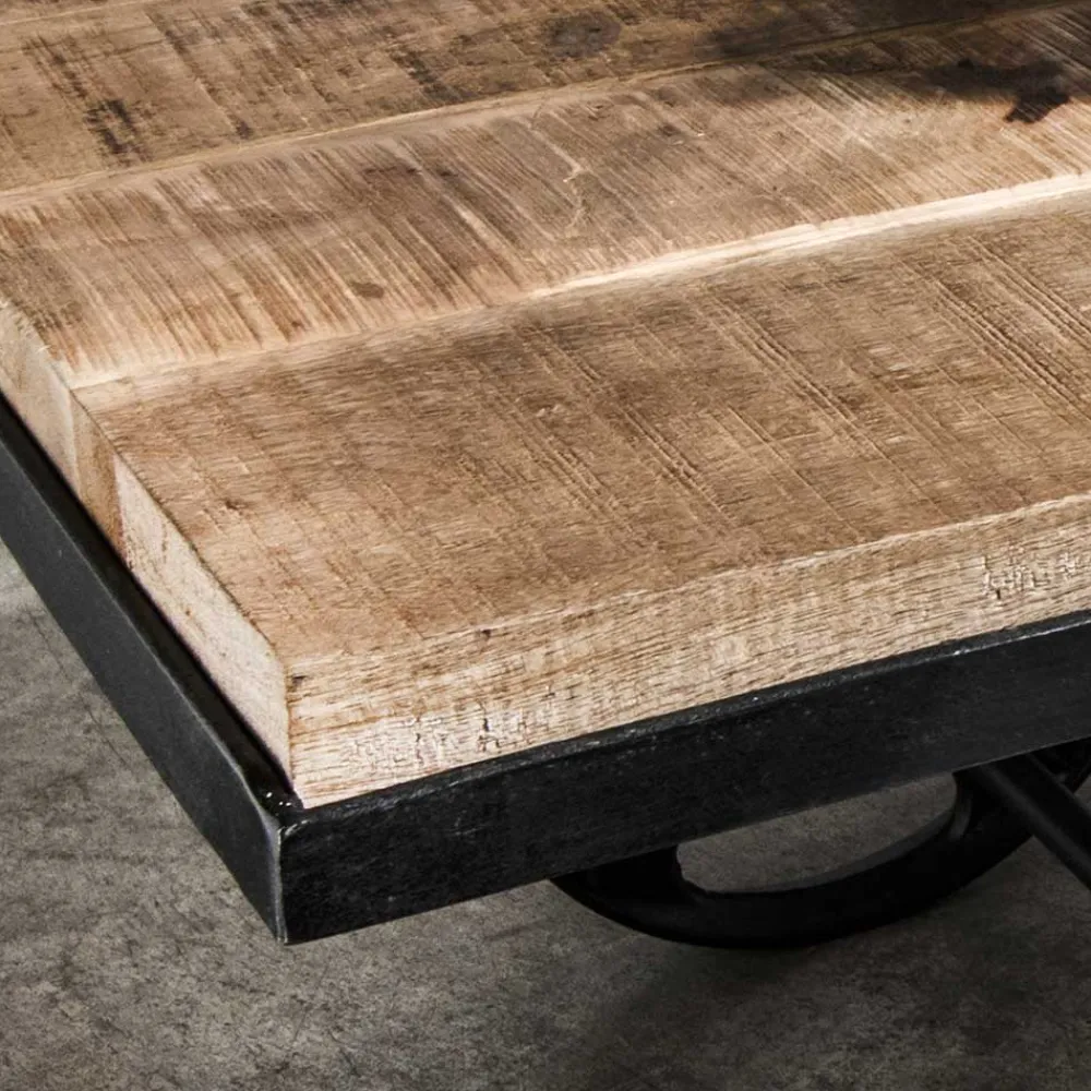 Wohnen Loft Möbel|Industrial Möbel*Rustikaler Design Couchtisch mit Eisenrädern - Pistroga