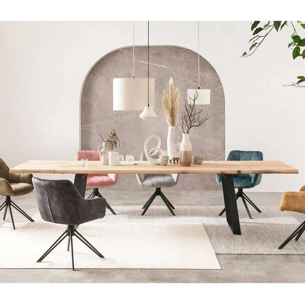 Wohnen Rustikaler Esstisch mit Naturkanten Eiche - Zavana