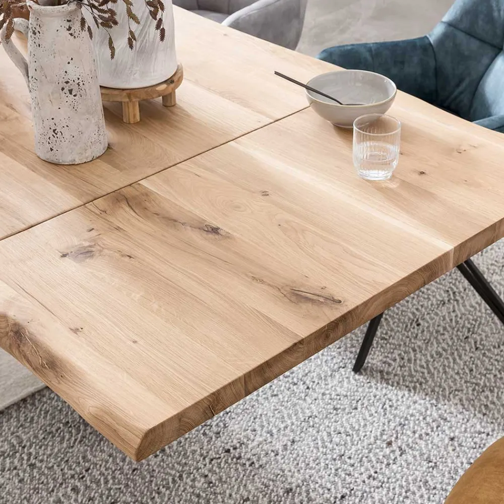 Wohnen Rustikaler Esstisch mit Naturkanten Eiche - Zavana
