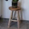 Wohnen Barhocker|Hocker*Rustikaler Holzhocker aus Teak Massivholz - Isabelona