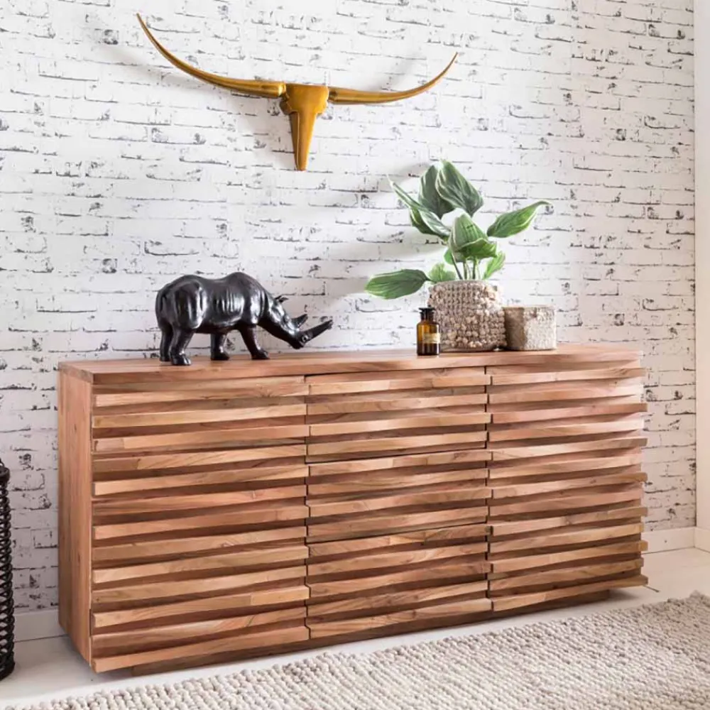 Wohnen Küchenschränke|Sideboards & Kommoden*Rustikales Design Sideboard Pisino aus Holz Akazie massiv