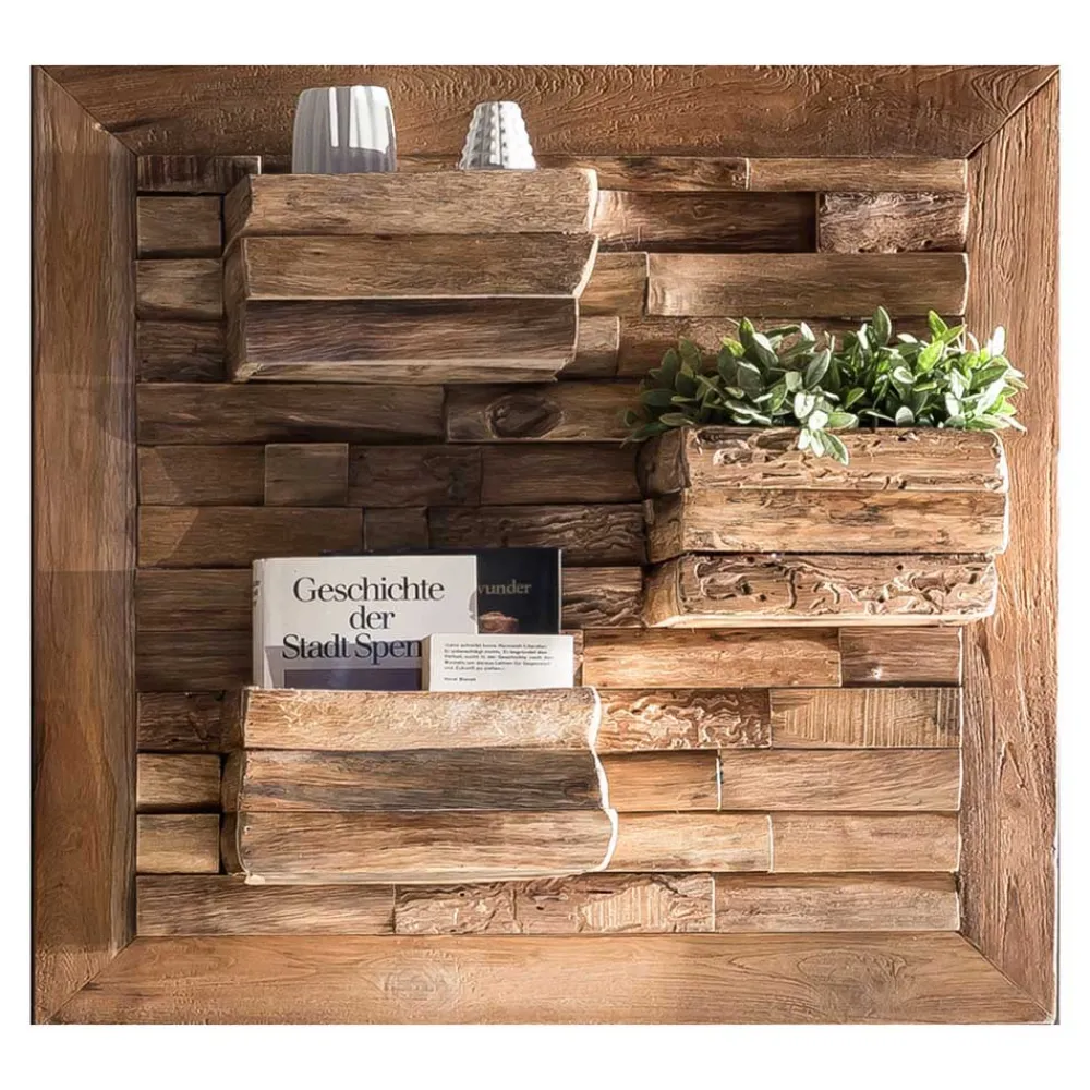 Wohnen Wohnzimmer-Regale|Esszimmerregale*Rustikales Hängeregal aus Teak Massivholz - Teako