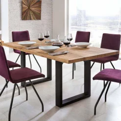 Wohnen Rustikal-moderner Esstisch Grosma mit Holzplatte massiv rechteckig