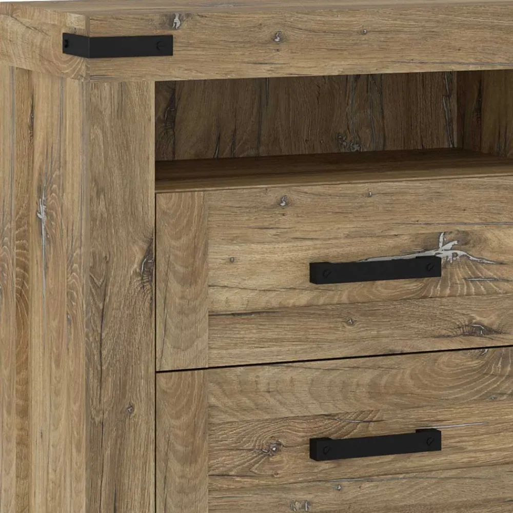 Wohnen Rustikal-modernes Sideboard in Eiche Dunkel - Ginetta