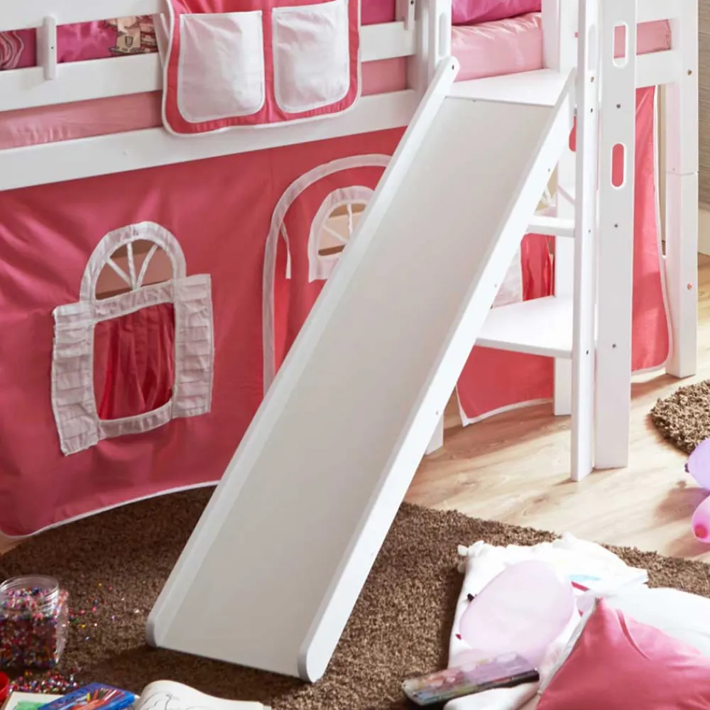 Wohnen Kinderbetten*Rutsche Buchenholz Hochbett in Weiß - Leontine