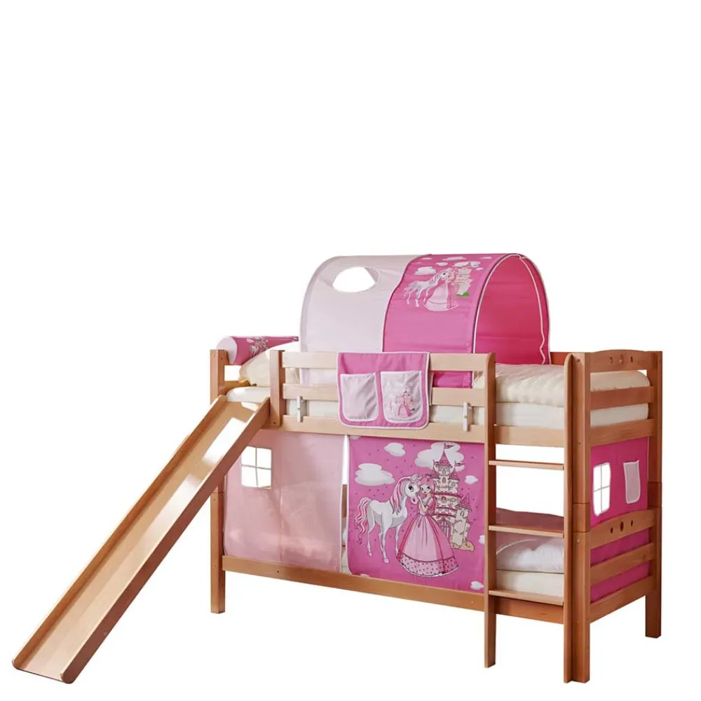 Wohnen Kinderbetten|Kindermöbel*Rutsche Etagenbett für Mädchen in Natur - Norklin