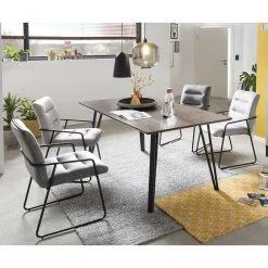 Wohnen Esszimmer Komplett*Samt Armlehnenstühle mit Esstisch - Casimir (fünfteilig)