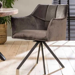 Wohnen Samt Armlehnenstuhl in Anthrazit - Welinda (2er Set)