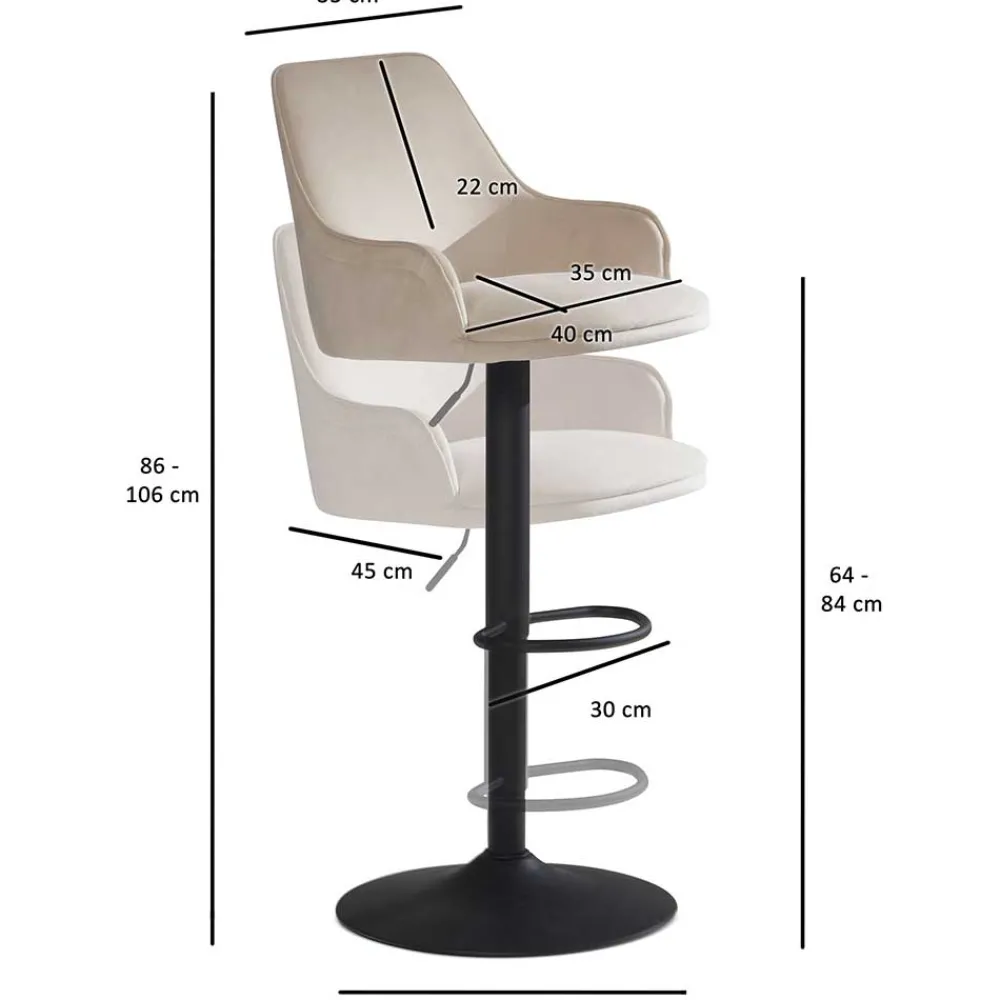 Wohnen Samt Barstuhl in Beige - Heats