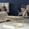Wohnen Bettbänke|Esszimmerbänke*Samt Bettbank in Taupe mit Gold - Davork