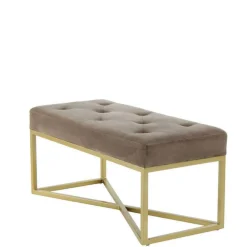Wohnen Bettbänke|Esszimmerbänke*Samt Bettbank in Taupe mit Gold - Davork