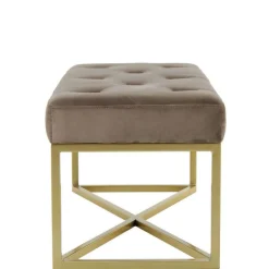 Wohnen Bettbänke|Esszimmerbänke*Samt Bettbank in Taupe mit Gold - Davork