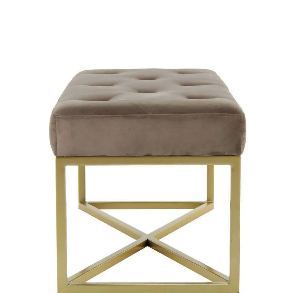 Wohnen Bettbänke|Esszimmerbänke*Samt Bettbank in Taupe mit Gold - Davork