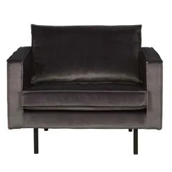 Wohnen Samt bezogener Polstersessel in Anthrazit Ertrego Retro