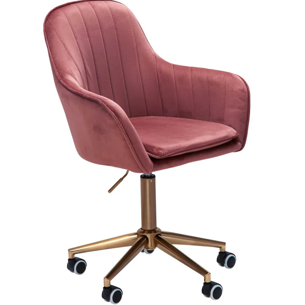 Wohnen Retro Möbel|Bürostühle*Samt Bürostuhl in Rosa - Aramov