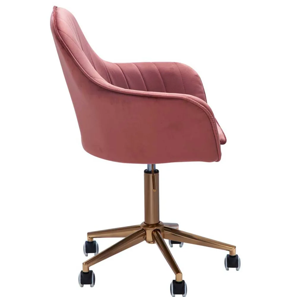 Wohnen Retro Möbel|Bürostühle*Samt Bürostuhl in Rosa - Aramov