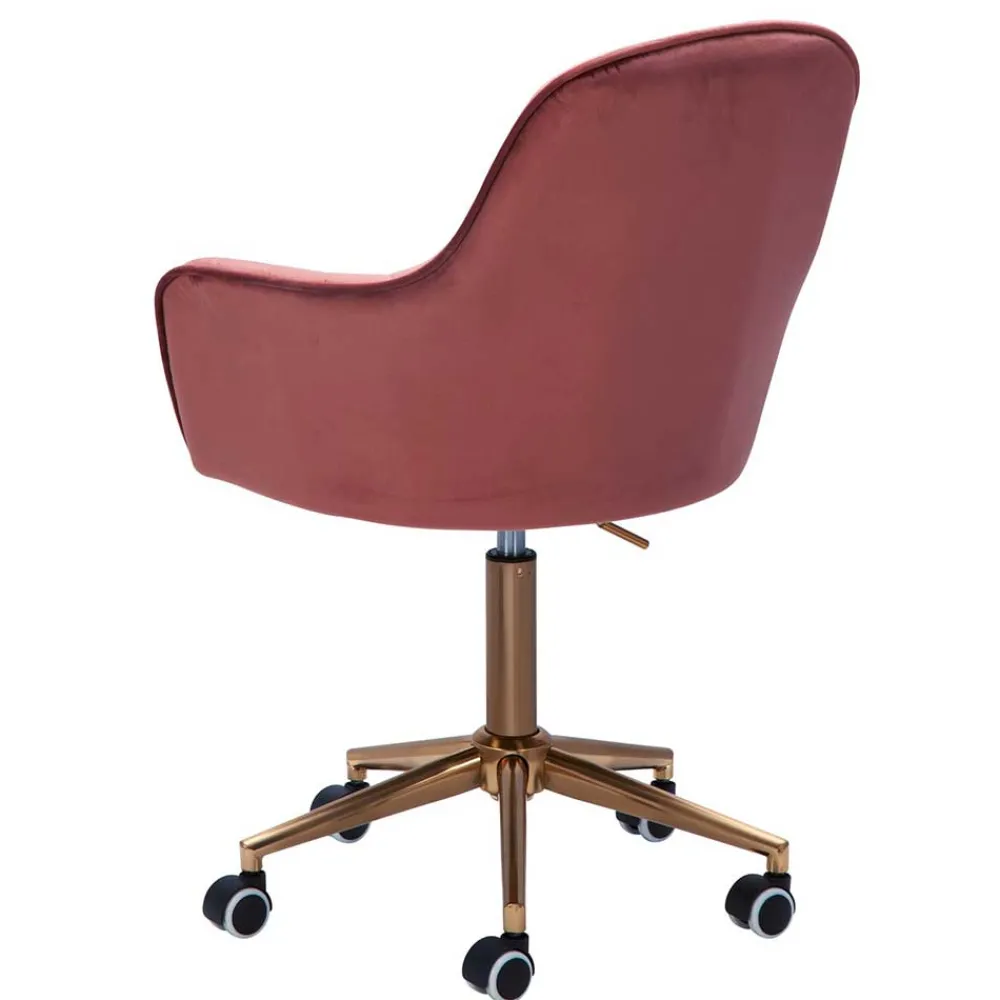 Wohnen Retro Möbel|Bürostühle*Samt Bürostuhl in Rosa - Aramov