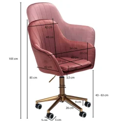 Wohnen Retro Möbel|Bürostühle*Samt Bürostuhl in Rosa - Aramov