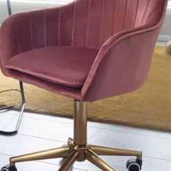 Wohnen Retro Möbel|Bürostühle*Samt Bürostuhl in Rosa - Aramov