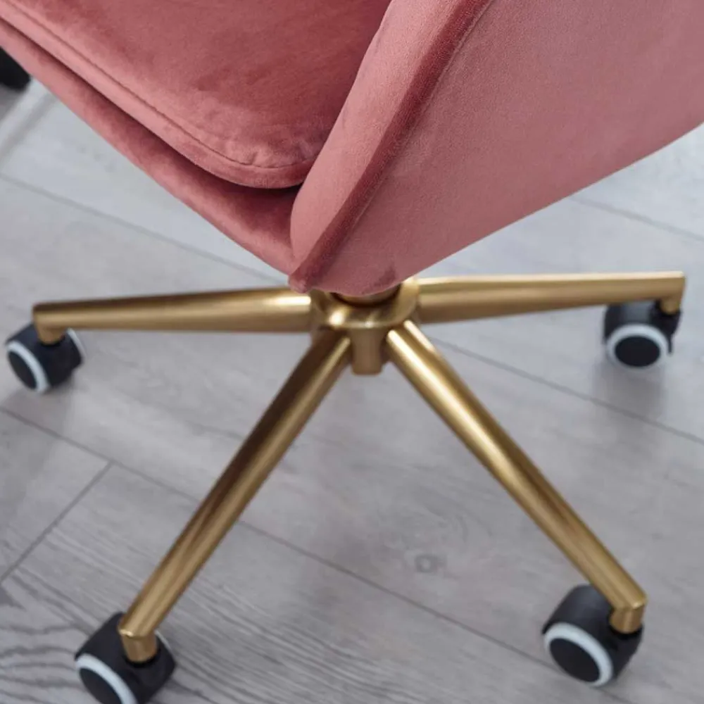 Wohnen Retro Möbel|Bürostühle*Samt Bürostuhl in Rosa - Aramov