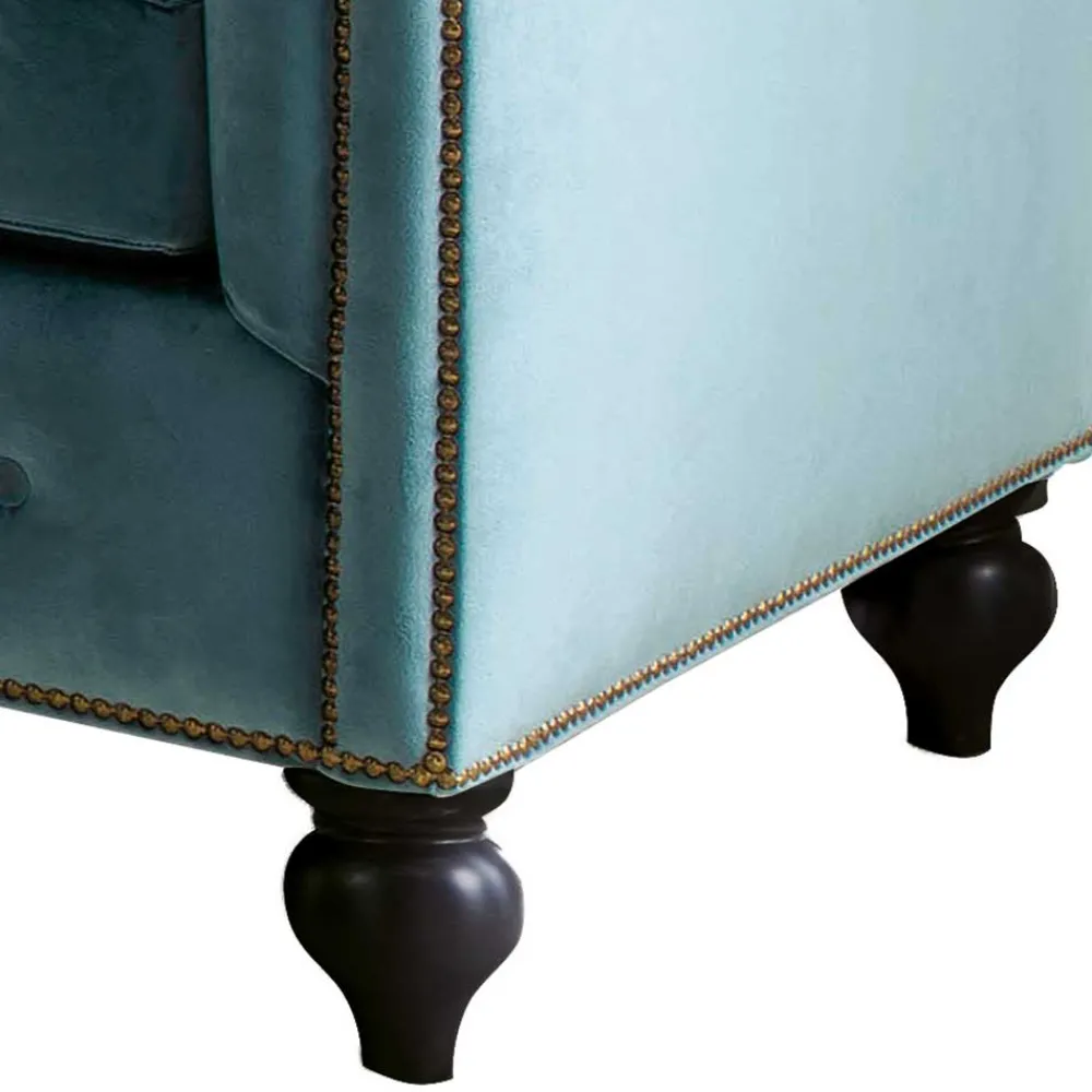 Wohnen Samt Chesterfield Sessel in Petrol - Maduera